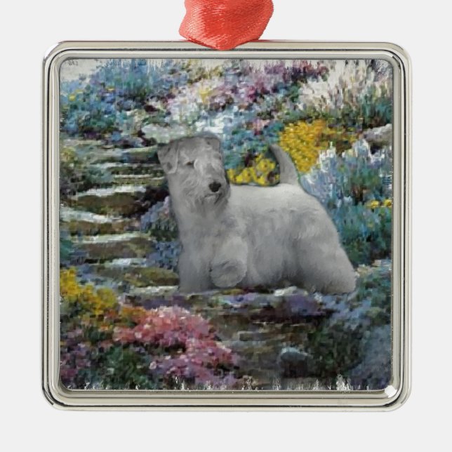 Sealyham Terrier Art Silbernes Ornament (Vorne)