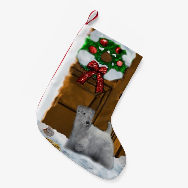 Sealyham Terrier Christmas Kleiner Weihnachtsstrumpf (Vorderansicht (hängend))