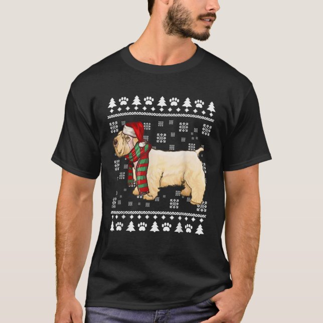 Sealyham Terrier Dog Santa Hat Xmas Ugly Christmas T-Shirt (Vorderseite)