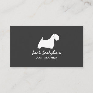 Sealyham Terrier Dog Silhouette Grau und Weiß Visitenkarte