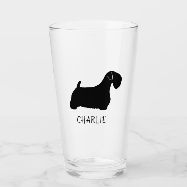 Sealyham Terrier Dog Silhouette Personalisiert Glas (Vorderseite)