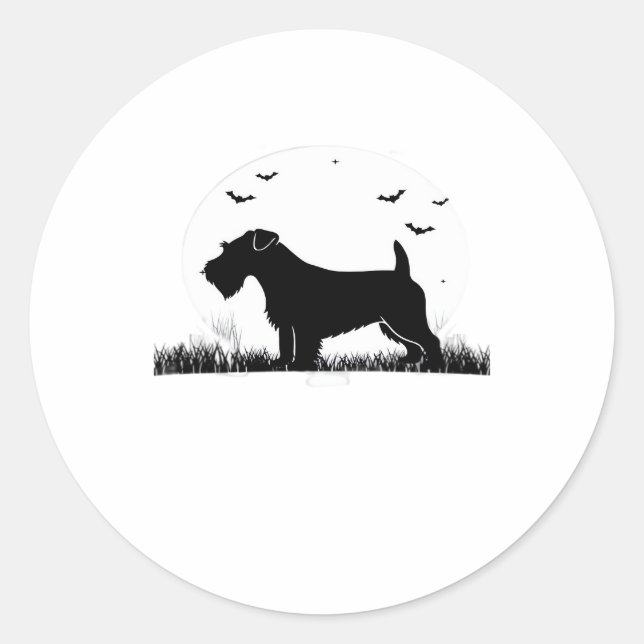 Sealyham Terrier Hund � Halloween Mond Silhouette  Runder Aufkleber (Vorderseite)
