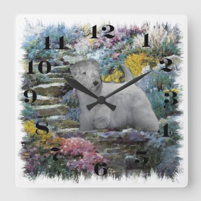 Sealyham Terrier Lovers Art Quadratische Wanduhr (Vorderseite)