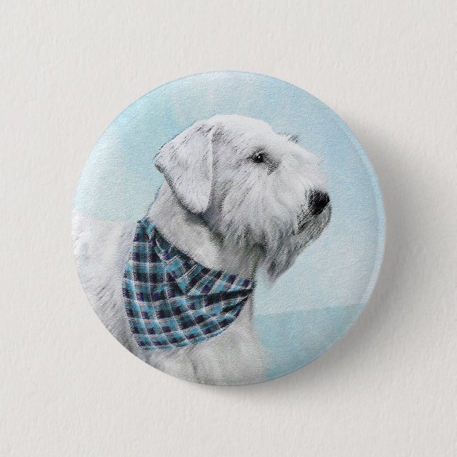 Sealyham Terrier Painting - Niedliche Original Dog Button (Vorderseite)