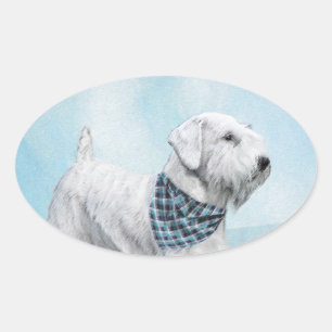 Sealyham Terrier Painting - Niedliche Original Dog Ovaler Aufkleber