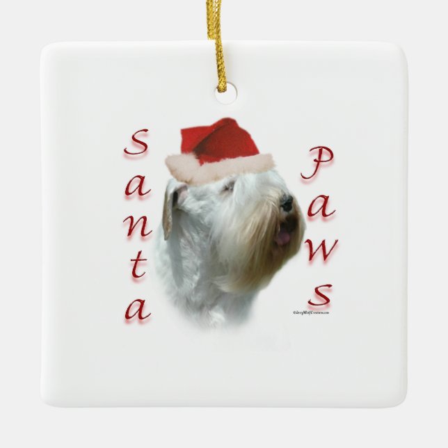 Sealyham Terrier Santa Paws Keramikornament (Vorderseite)