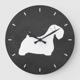 Sealyham Terrier-Silhouette Große Wanduhr