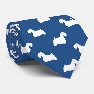 Sealyham Terrier Silhouetten Hunde Pattern Blue Krawatte