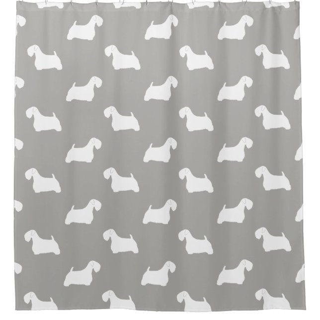Sealyham Terrier Silhouetten Pattern Duschvorhang (Vorderseite)