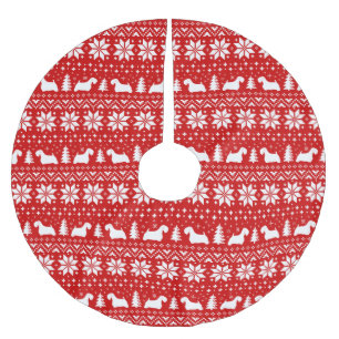 Sealyham Terrier Silhouetten Weihnachtsmuster Polyester Weihnachtsbaumdecke