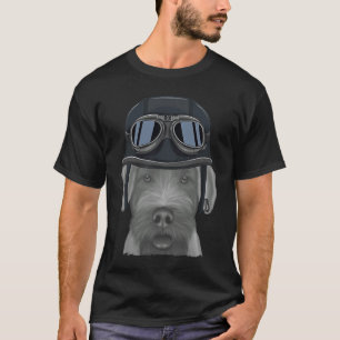 Sealyham Terrier Tragen eines Vintagen Motorradhel T-Shirt