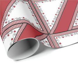 SEAM MATCHES: Valentine Red Heart Wrapping Paper Geschenkpapier