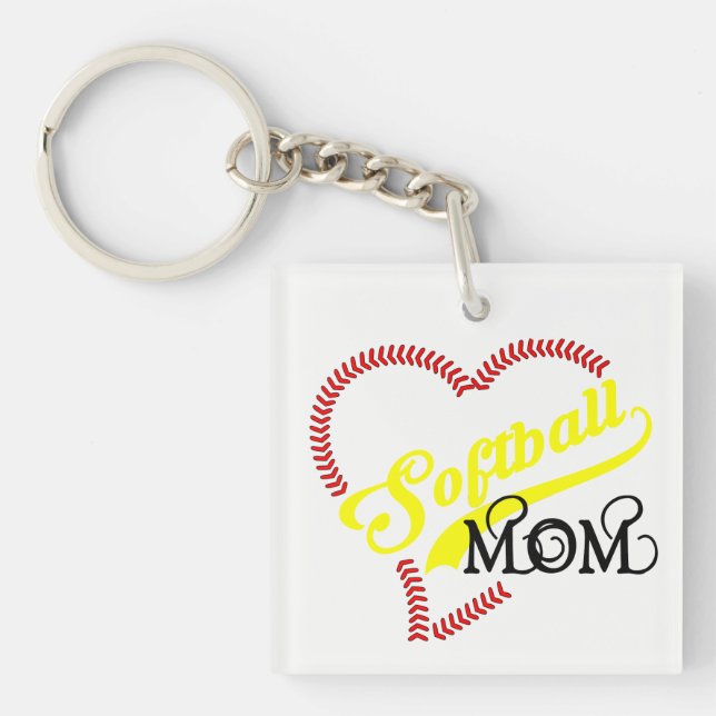 Seam Stitch Heart Softball Mama naht Bal Key Chain Schlüsselanhänger (Vorderseite)