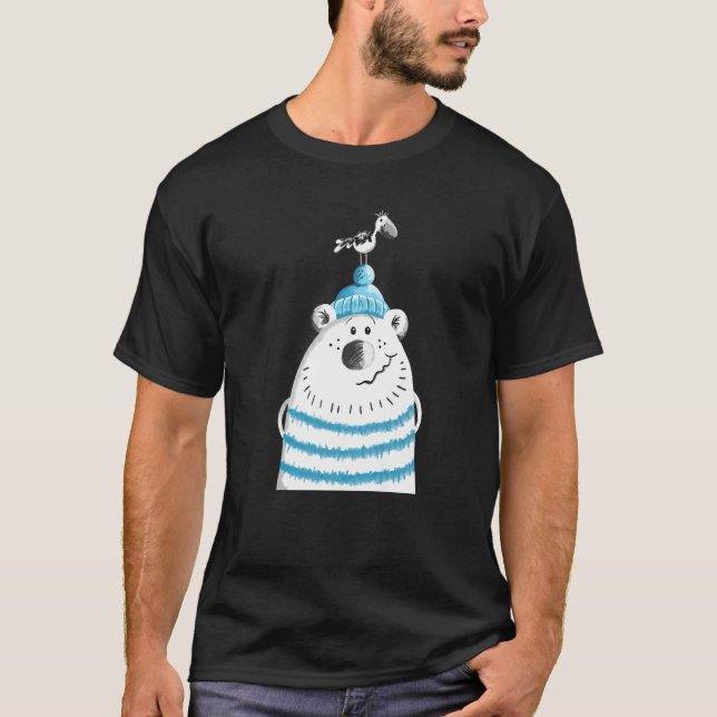 Seaman Bear With Seagull I Maritime T-Shirt (Vorderseite)