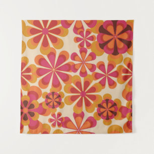 Seamless 70s retro floral pattern with vintage dai wandteppich