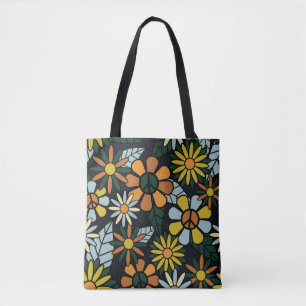 Seamless 70's retro hippie flowers pattern - Vinta