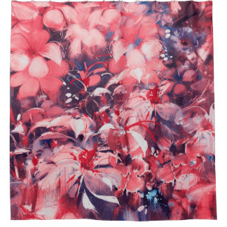 seamless abstract flowers, oil painting style, ill duschvorhang