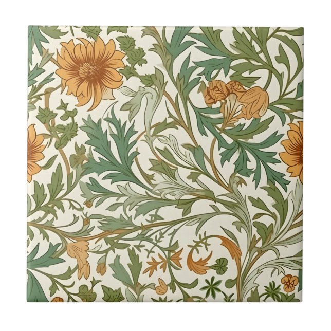 Seamless Arts and Crafts style repeating pattern Fliese (Vorderseite)