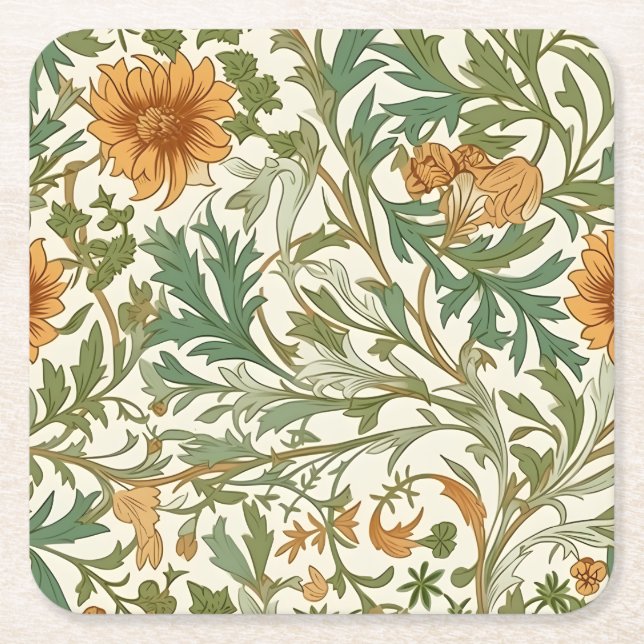 Seamless Arts and Crafts style repeating pattern Rechteckiger Pappuntersetzer (Vorderseite)