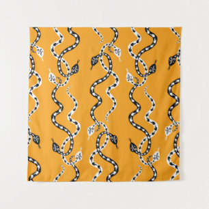 Seamless background of creeping decorative snakes wandteppich