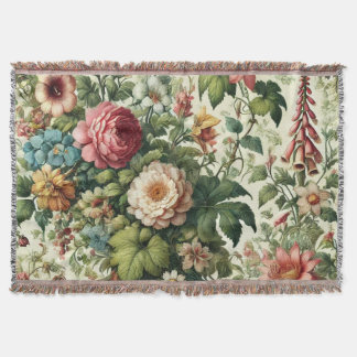 Seamless Botanical Floral Pattern Sherpa Blanket Decke