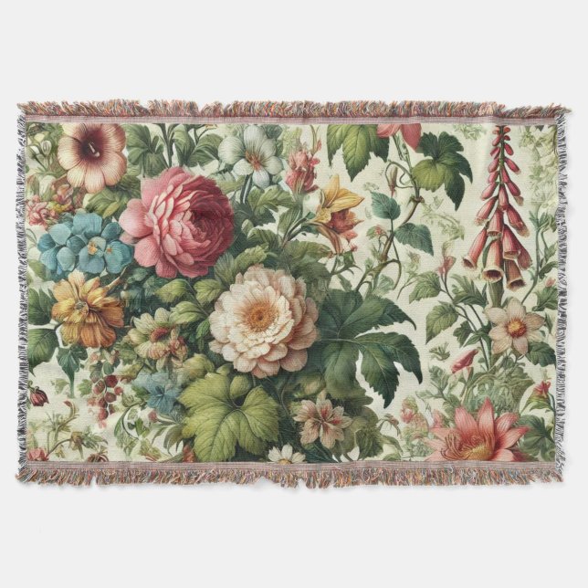 Seamless Botanical Floral Pattern Sherpa Blanket Decke (Vorderseite)