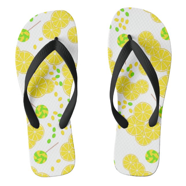 Seamless bright lemon slices candy lollipops sweet flip flops (Fußbett)