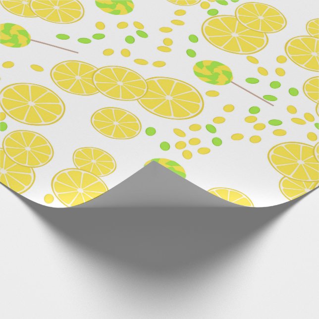 Seamless bright lemon slices candy lollipops sweet geschenkpapier (Ecke)