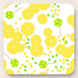 Seamless bright lemon slices candy lollipops sweet getränkeuntersetzer
