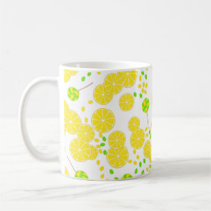 Seamless bright lemon slices candy lollipops sweet kaffeetasse