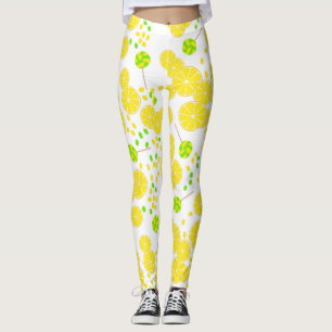 Seamless bright lemon slices candy lollipops sweet leggings