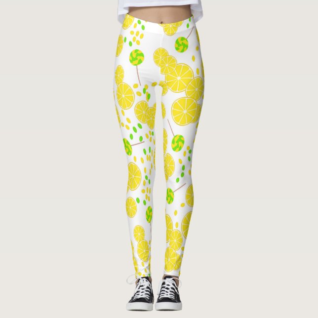 Seamless bright lemon slices candy lollipops sweet leggings (Vorderseite)
