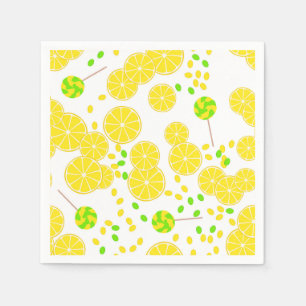 Seamless bright lemon slices candy lollipops sweet serviette
