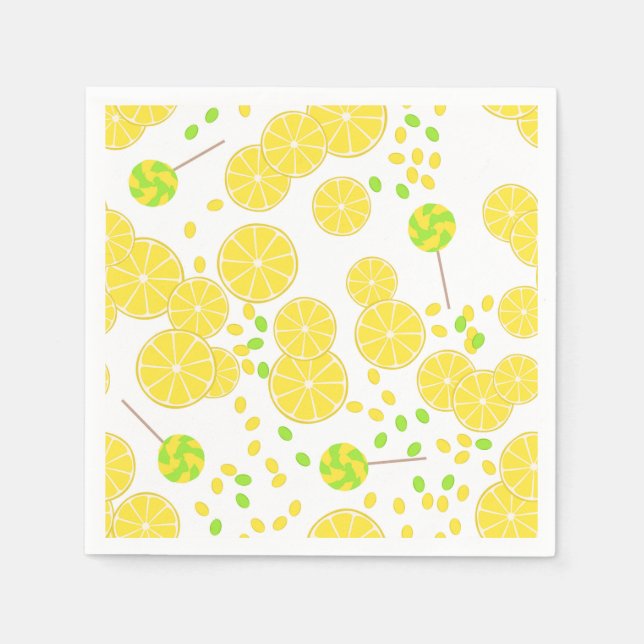 Seamless bright lemon slices candy lollipops sweet serviette (Vorderseite)