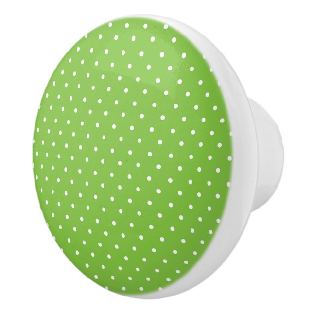 Seamless  bright lime polka dot pattern  keramikknauf (Rechts)