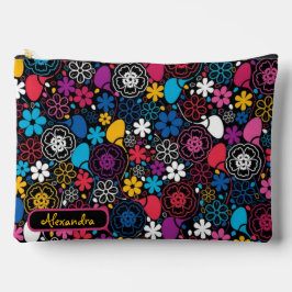 Seamless Colorful Leaves and Flowers Pattern Zubehörtasche