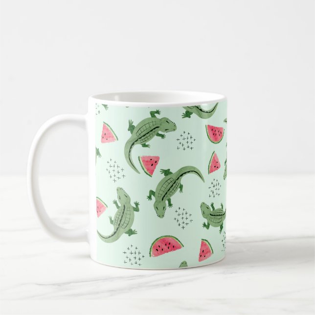 Seamless crocodile pattern with watermelon slices. kaffeetasse (Links)
