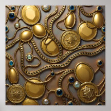 Seamless Embossed Gold Silver Fabric / Wallpaper