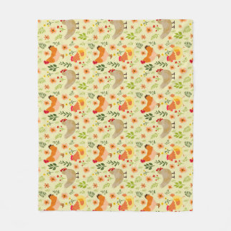 Seamless Farm Hühnchen und Blumenmuster Fleecedecke