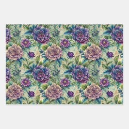 Seamless Floral Pattern Furniture Decoupage Geschenkpapier Set