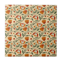 Seamless floral pattern in beige background fliese
