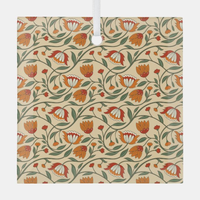 Seamless floral pattern in beige background ornament aus glas (Vorderseite)