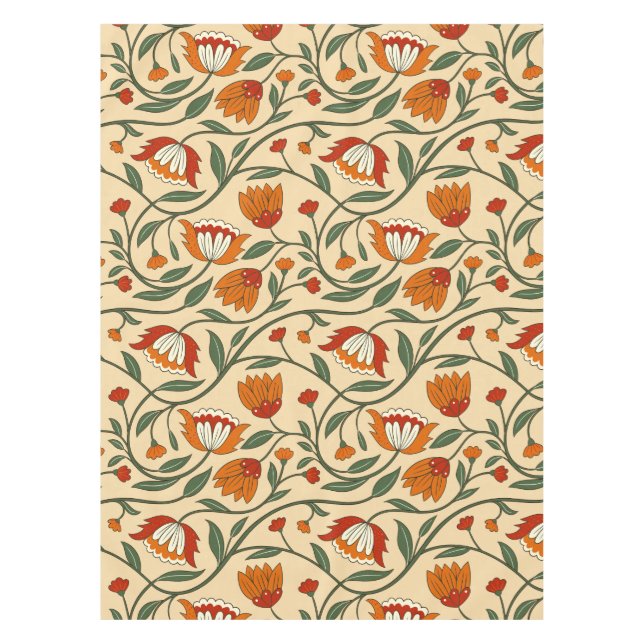 Seamless floral pattern in beige background tischdecke (Vorderseite)