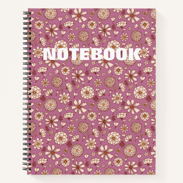 Seamless Floral pattern maroon Notizbuch (Vorderseite)