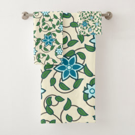 Seamless floral pattern on beige background badhandtuch set