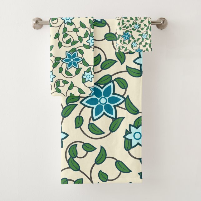 Seamless floral pattern on beige background badhandtuch set (Insitu)