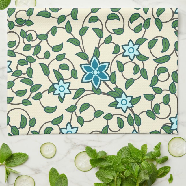 Seamless floral pattern on beige background geschirrtuch (Gefaltet)