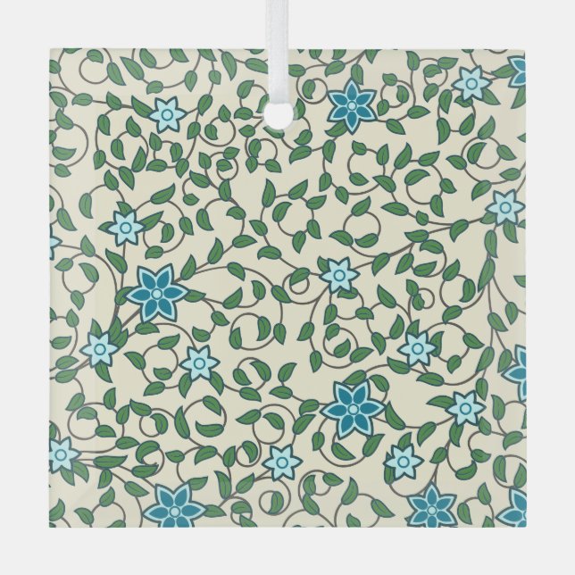 Seamless floral pattern on beige background ornament aus glas (Vorderseite)