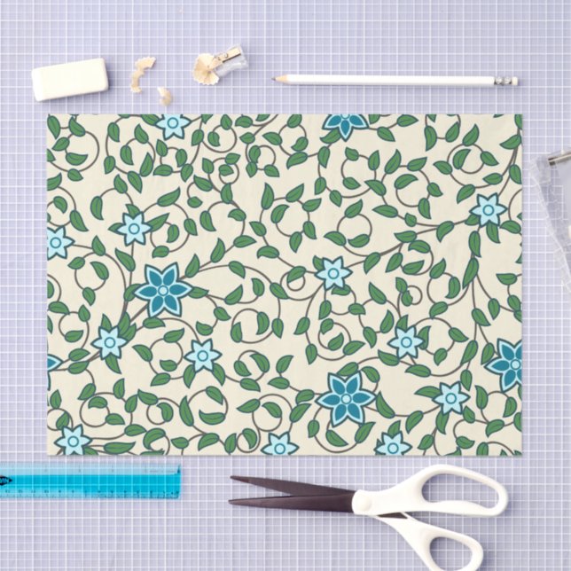 Seamless floral pattern on beige background seidenpapier (Handwerk)