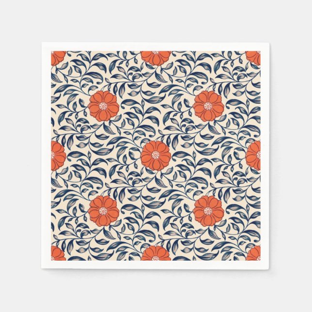 Seamless floral pattern with vibrant orange flower serviette (Vorderseite)
